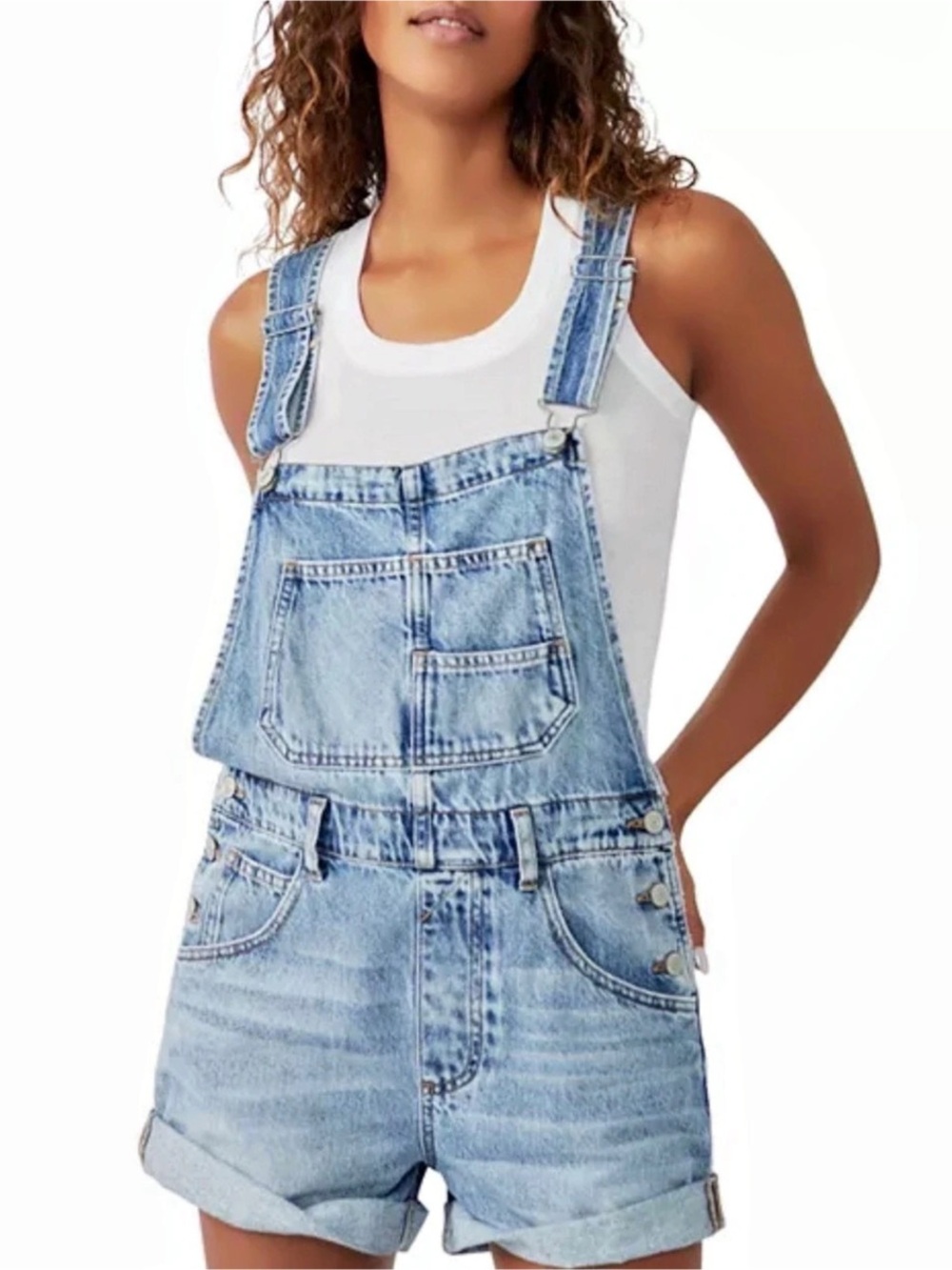 We The Free Denim Overalls Denim Short Overalls Blue Size Small ( B8)